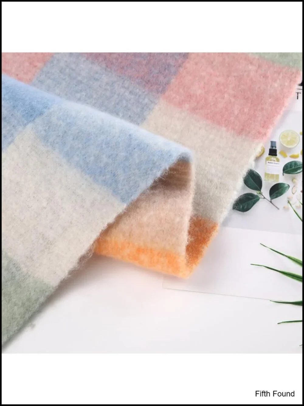 Chunky Knit Plaid Scarf Oversized Long Winter Shawl Acrylic
